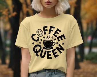 Coffee Queen T-Shirts Sweatshirts, Coffee Lover Gifts, Caffeine Addict Apparel, Funny Coffee Saying Clothing, Coffee Beans Design, Queen