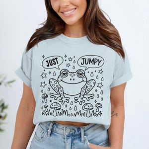 Just Jumpy Frog T-Shirt, Funny Sweatshirt, Cute Animal Tee, Cartoon Froggy, Amphibian Lover Gift, Unique Graphic, Whimsical Art