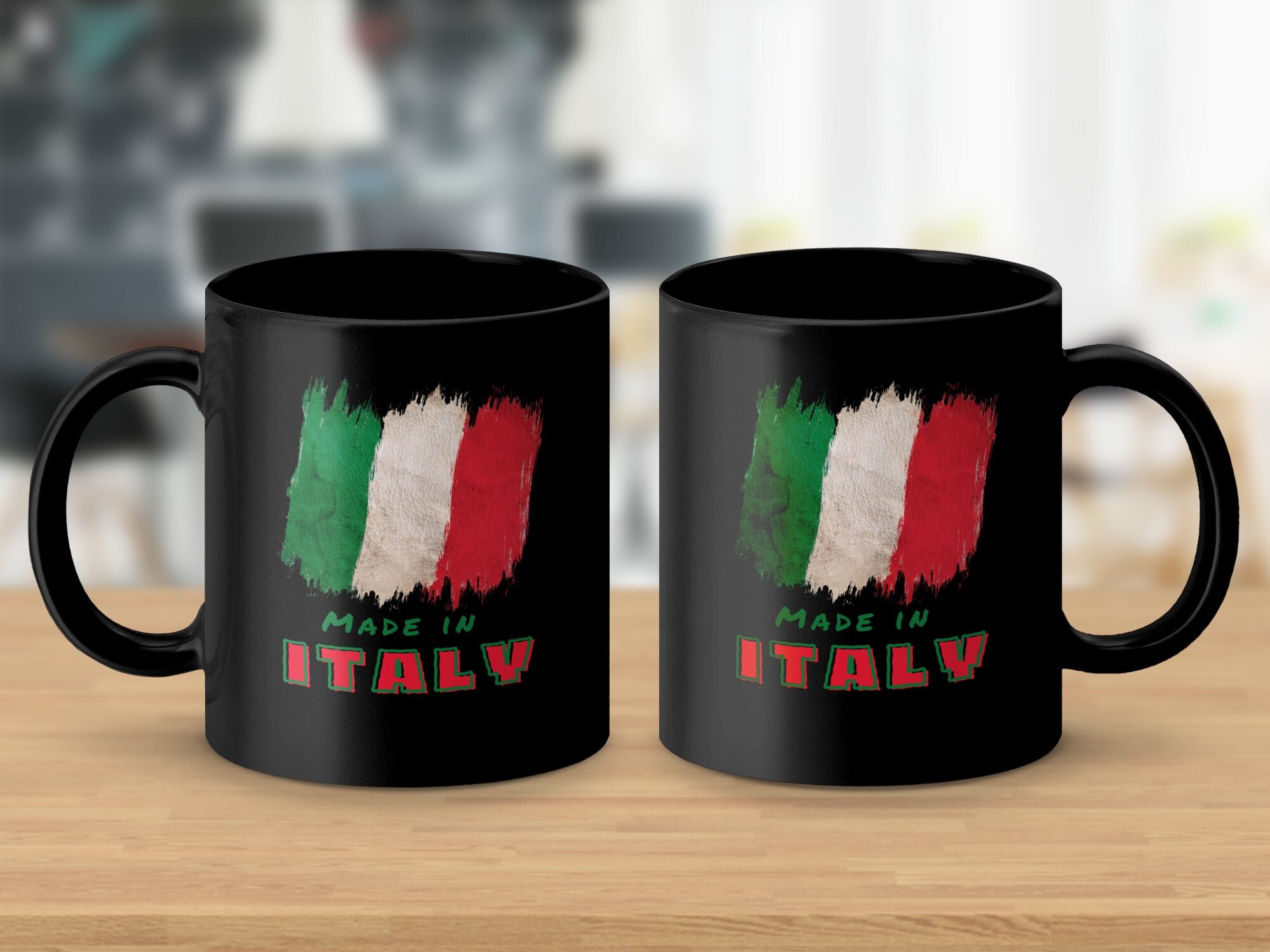 イタリア国旗カラーのイタリア製テキストマグ、愛国的なイタリア 