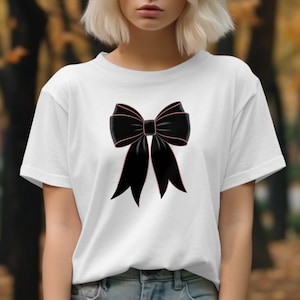 Black Coquette Bow T-Shirt, Elegant Bow Sweatshirt, Sophisticated Design, Classy Bow, Beautiful Bow, Gift Idea, Stylish Shirt, Festive
