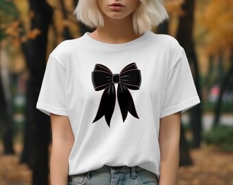 Black Coquette Bow T-Shirt, Elegant Bow Sweatshirt, Sophisticated Design, Classy Bow, Beautiful Bow, Gift Idea, Stylish Shirt, Festive