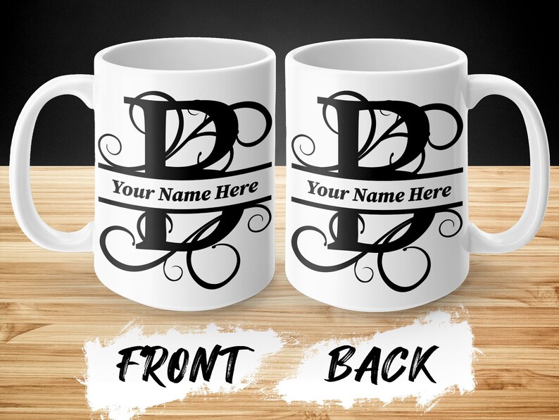 Personalized Monogram Coffee Mug, Elegant Custom Initial Letter