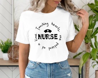 Nurse Graphic Tee - Touching Hearts, Medical Staff T-Shirt