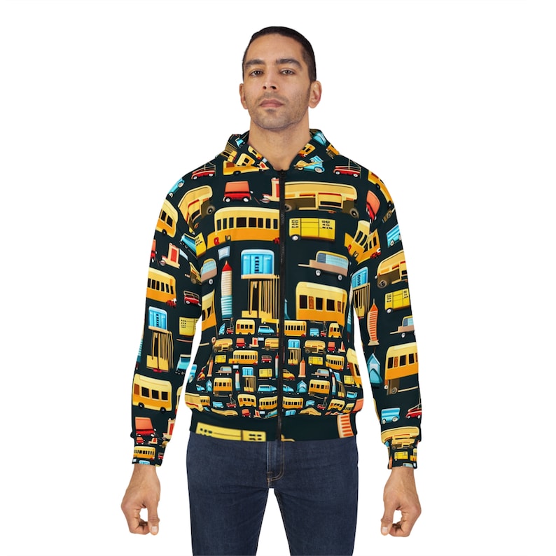 School Bus All Over Print Zip Hoodie image 2