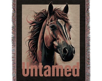 Untamed Horse Blanket, Equestrian Decor, Animal Lover Gift, Wild Horse Art Blanket, Stylish Throws, Unique Horse Design Blankets