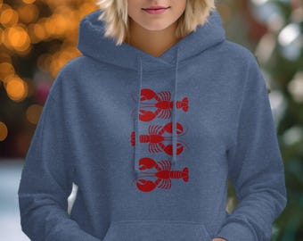 Fun Lobster T-Shirt and Hoodie, Red Lobster Design Tee, Coastal Casual Shirt, Seafood Lover Gift, Summer Fun Lobster Print