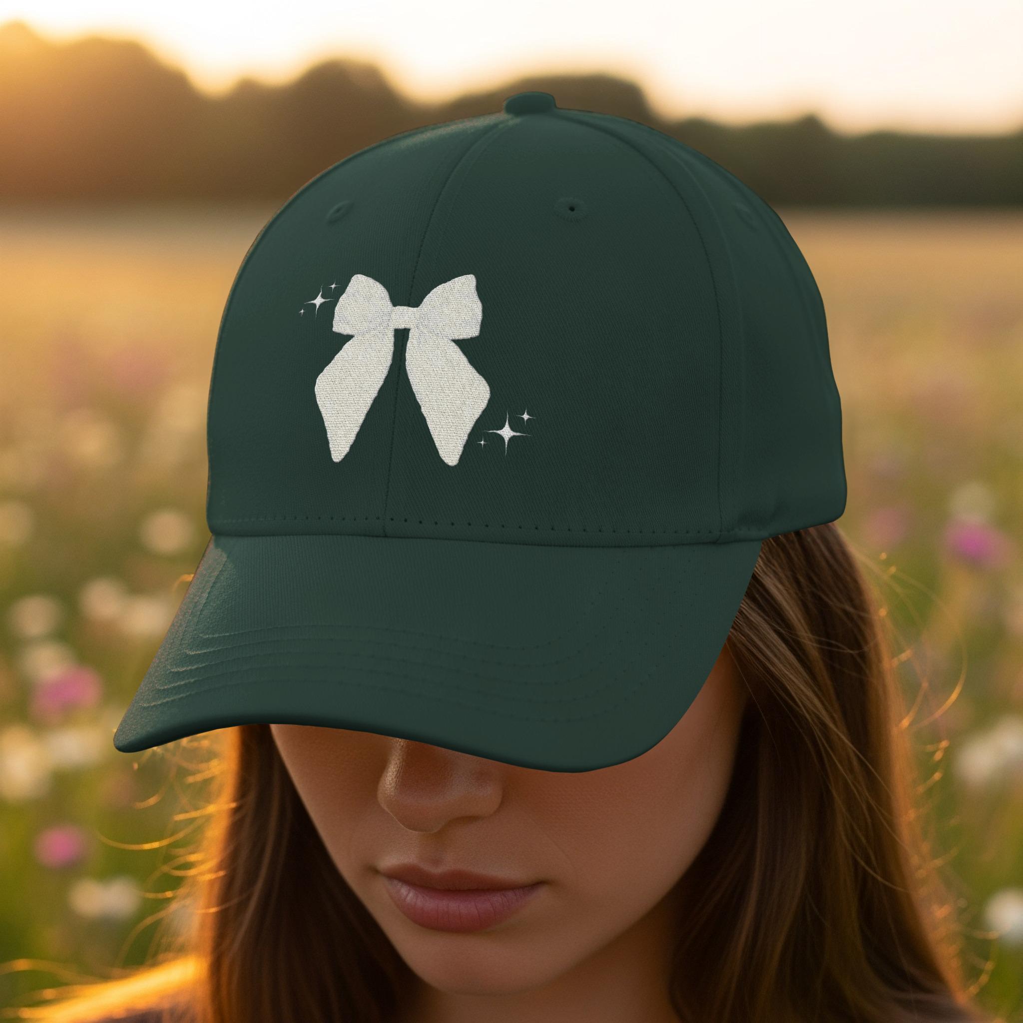 Coquette Bow Dad Cap, Cute Bow Hat, Sparkling Bow, Aesthetic 