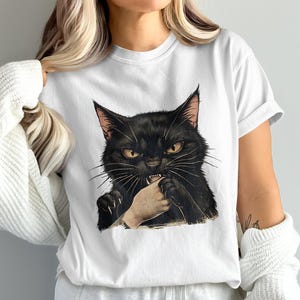 Grumpy Black Cat T-Shirt, Sweatshirt, Funny Cat Lover Gift, Cat Attack Graphic Tee, Angry Cat Design, Unique Pet Owner Present