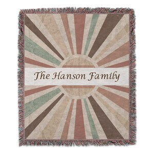 Personalized Retro Family Name Blanket, Custom Woven Blanket Gift, Vintage Style Throw Blankets, Family Throw, Customized Name Blanket