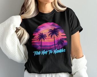 Retro Sunset Palm Tree Tee, Summer Vibe Shirt