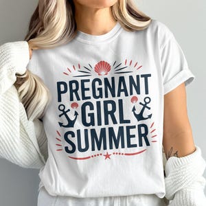 Pregnant Girl Summer T-Shirts,Sweatshirts, Nautical Baby, Anchor Shell, Pregnancy Announcement, New Mom Gift, Summer Pregnancy Outfit