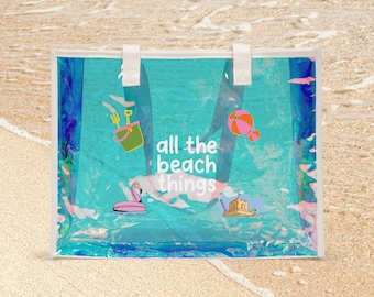 Beach Things Holographic PVC Clear Tote Bag | Beach Accessories