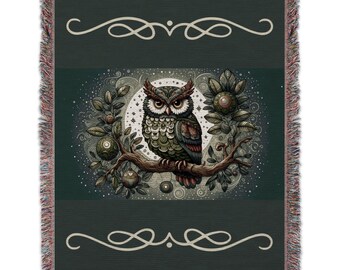 Whimsical Owl Blankets, Bohemian Bird Art, Moonlit Night Decor, Nature Inspired Throws, Cozy Gifts, Unique Home Decor, Tapestry Personalized
