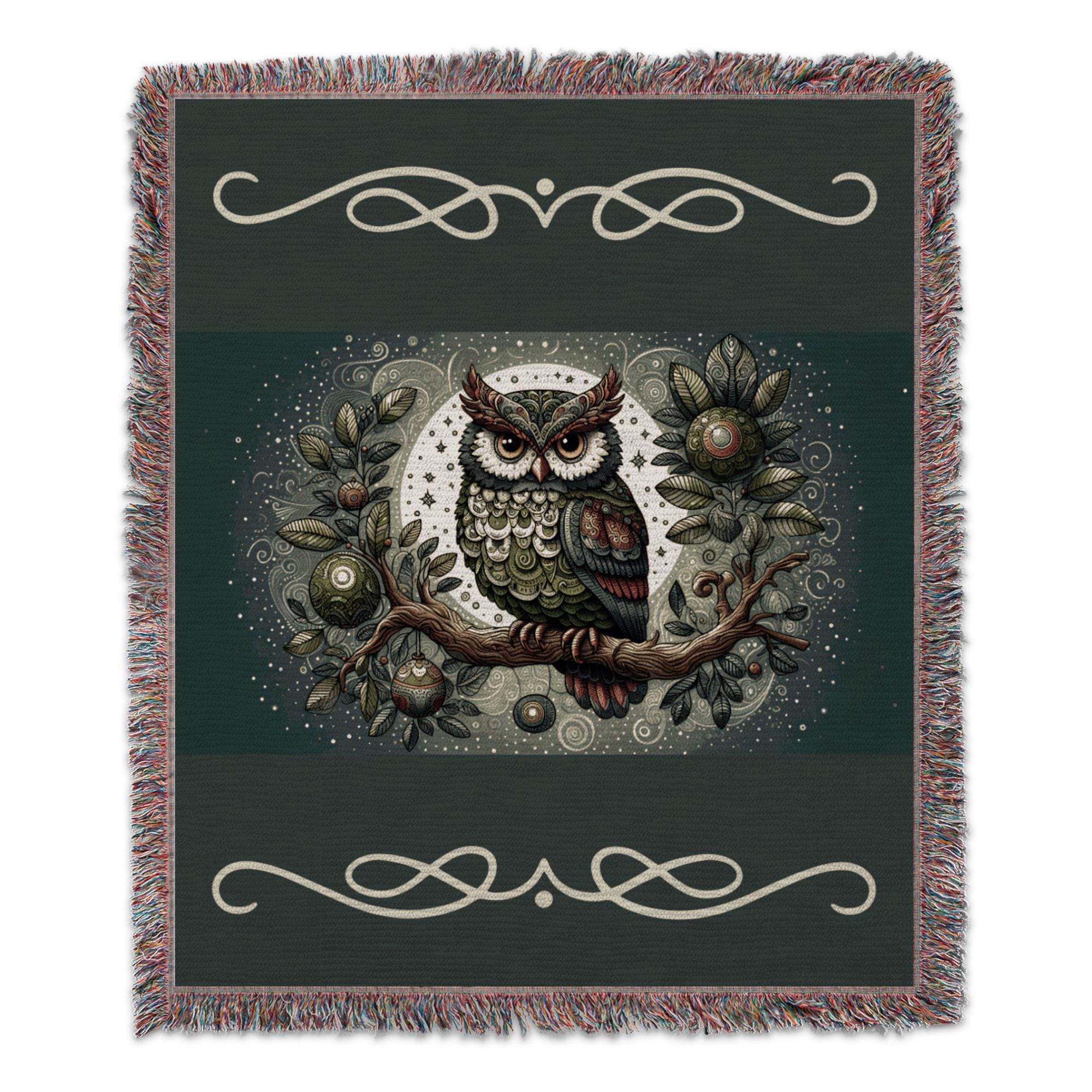 Whimsical Owl Blankets, Bohemian Bird Art, Moonlit Night Decor, Nature Inspired Throws, Cozy Gifts, 
