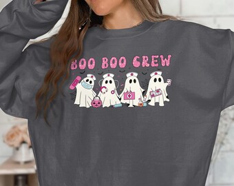Boo Boo Crew Nurse Ghost Halloween Tee or Sweatshirt