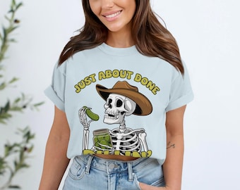 Skeleton Cowboy Pickle Lover Shirt, Funny Southern Apparel