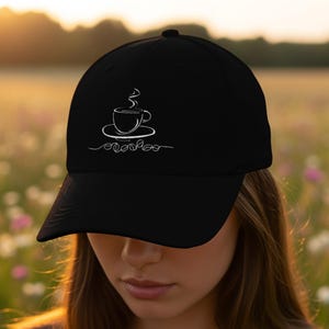 Coffee Embroidered Dad Hat, Unisex Cap, Coffee Lover Gift, Minimalist Hat, Embroidered Coffee Cup, Caffeine Lover Hat, Gift for Barista