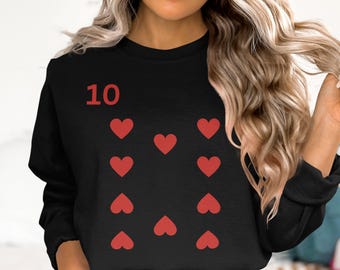 Valentine Group Tee, 10 of Hearts Card Tshirt, Playing Card Graphic Tee, Poker Lovers Shirt, Casino Themed Apparel, Tshirt, Unique Gift Idea