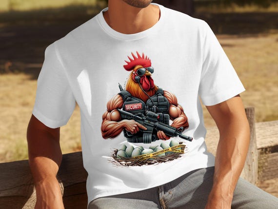 Chicken Security T-shirts, Sweatshirts, Funny Rooster With Gun