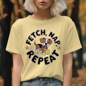 Fetch Nap Repeat T-Shirts, Sweatshirts, Beagle Dog, Cute Puppy, Dog Lover Gift, Playful Pet, Cartoon Animal, Dog with Ball