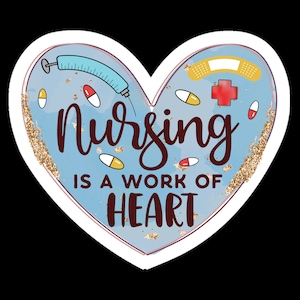 Imán en forma de corazón de agradecimiento a las enfermeras, la enfermería es un trabajo del corazón, regalo para la semana de las enfermeras, regalo de decoración para el refrigerador inspirador de atención médica