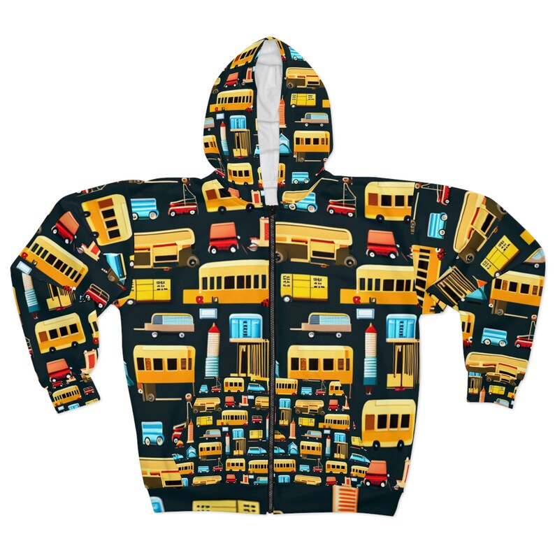 School Bus All Over Print Zip Hoodie image 4