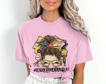 School Bus Driver Life T-Shirt, Unique Graphic Tee, Casual Summer Top, Fun Educator Apparel, Gift for Teachers Gift