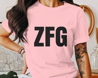 Zero F’s  ZFG T-Shirt, Minimalist Style Unisex Tee, Black and White Graphic Top, Casual Daily Wear Cotton Shirt Gift