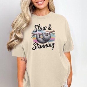 Slow And Stunning Sloth T-Shirt,Funny Sloth Sweatshirt,Cute Animal Tee,Lazy Sloth Graphic Apparel,Adorable Sloth Lover Gift For Men and