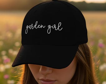 Garden Girl Embroidered Dad Cap, Unisex Hat, Gardening Gift, Plant Lover Gift, Outdoor Cap, Embroidered Hat, Nature Lover, Dad Hat
