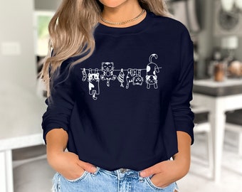 Camiseta con estampado de gato divertido, unisex, de algodón, ideal para amantes de los gatos, ropa informal.