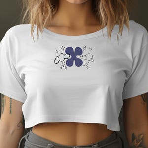 Letter x Clouds Star Tank Top, Whimsical Initial x Crop Top, Trendy Graphic Tanktop, Aesthetic Clothes
