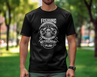 Fishing Retirement Plan T-Shirt for Men, Vintage Graphic Tee, Fisherman Gift, Casual Outdoor Wear, Funny Fishing Shirt