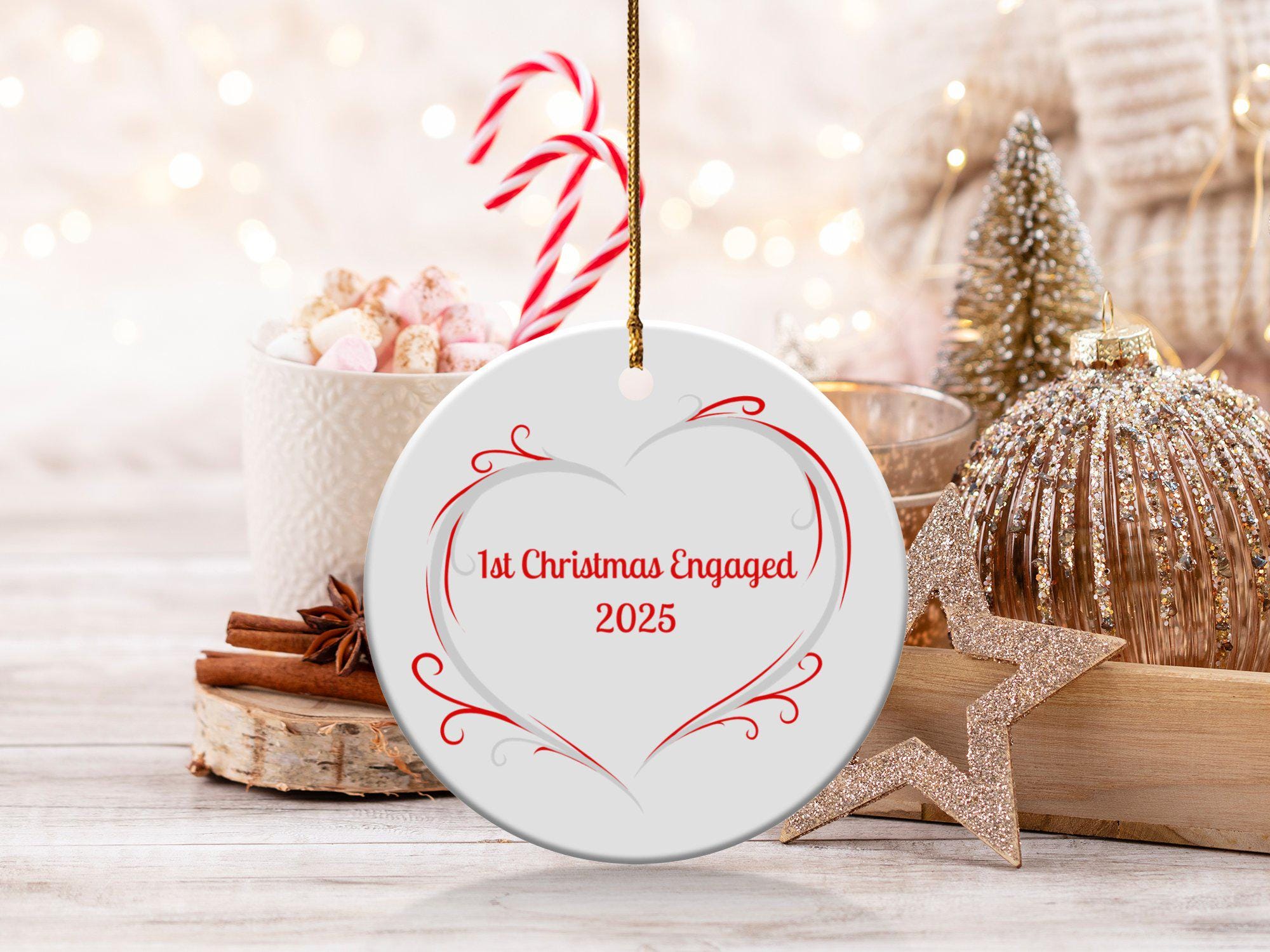 Verlobungs-Ornament "You're Engaged!" – Acryl, 8 Cm, Erstes Weihnachten Als Verlobte, Geschenk Für Paare
