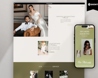 Showit Website Template for Wedding Vendors | 14 Pages | Showit Website Template Photographer | Martini Themed, Minimalist Design