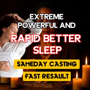 Può includere: Immagine con testo: "ESTREMO POTENTE E SONNO MIGLIORE RAPIDO." Testo aggiuntivo: "CASTING IN GIORNATA RISULTATO VELOCE." L'immagine presenta due donne, candele e carte dei tarocchi. Il tema generale è legato al sonno e al casting.