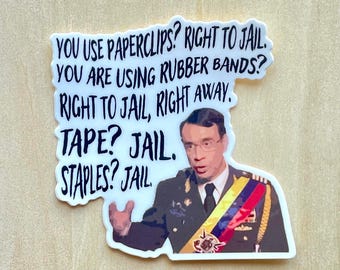 Sticker! Right to Jail for Archivists, You use paperclips, You use a rubber band, Tape, Staples, Parks and Recreation, conservation
