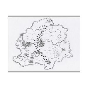 Îles enchantées : carte fantastique dessinée à la main d'une île mystique