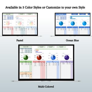 Three Color Spreadsheet Monthly Budget Spreadsheet, Google Sheets, Expense Template, Budget ...