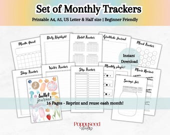 2026 Premade Bullet Journal Tracker Bundle Printable Bujo Journal Template Journal Pages for Beginners Habit Mood Trackers