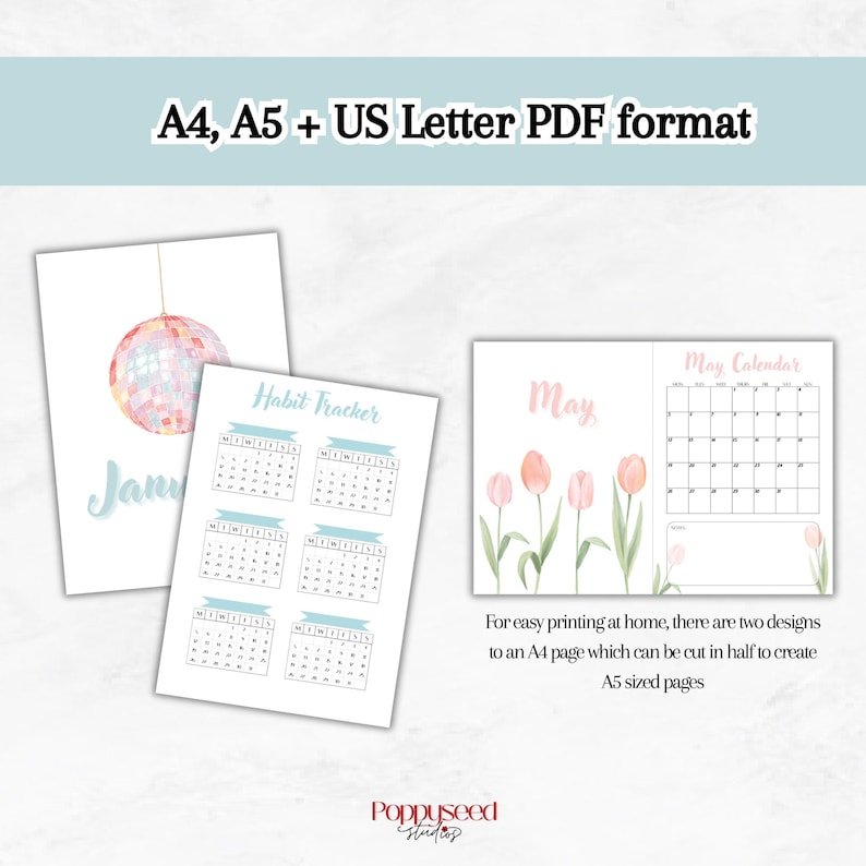 Plantilla imprimible para Bullet Journal 2026: Páginas coloridas para planificar y organizar hábitos. Ideal para principiantes. Seguimiento de hábitos y estado de ánimo. Diseño pixelado. imagen 5