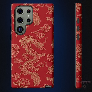 Chinese Dragon Dual Layer Tough Phone Case, Samsung Galaxy S24, iPhone 15, 14, 13, 12, 11, X, XR, XS, 8, Google Pixel 8 Pro