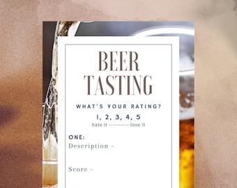 Beer Tasting Score Card | Printable Beer Rating Sheet (Digital Download)