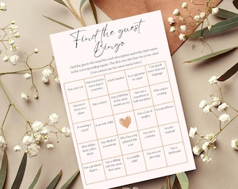 Find the Guest Bingo Game | Bridal Shower & Bachelorette Party (Printable Game)
