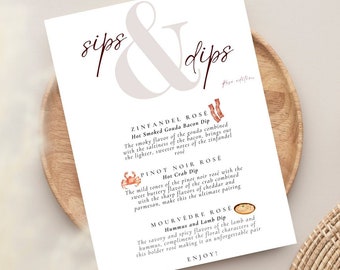 Rosé Wine Dinner Menu | Sips & Dips Party (Digital Download)