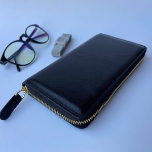 Portefeuille en cuir zippé d’écriture manuscrite, portefeuille personnalisé pour femmes, cadeau gravé spécial pour maman, cadeau de Noël d’anniversaire pour elle
