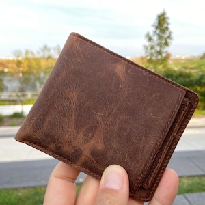 Cartera de hombre grabada, Cartera de cuero personalizada para hombre, Regalo del Día del Padre, Cartera para hombre, Cartera personalizada para hombre, Regalo especial para él