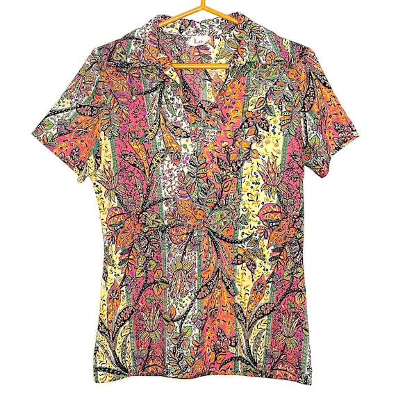 Psychedelic 70s Collared Top