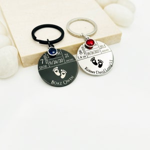 Newborn Baby Keychain With Birthstone • Birthstone Keychain • Birth ...