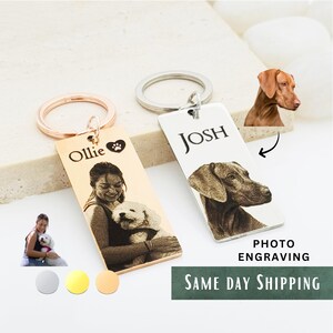 Personalized Pet Picture Engraved Keychains • Dog Picture Keychains • Cat Keychains • Animal Picture Engrave • Custom Keychains
